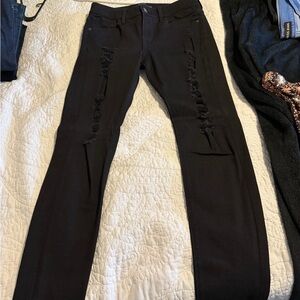 Express Black Distressed Jeans